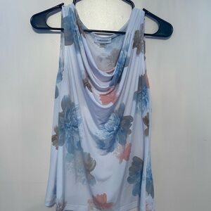 Calvin Klein Floral Tank Blouse - Blue and Pink Floral